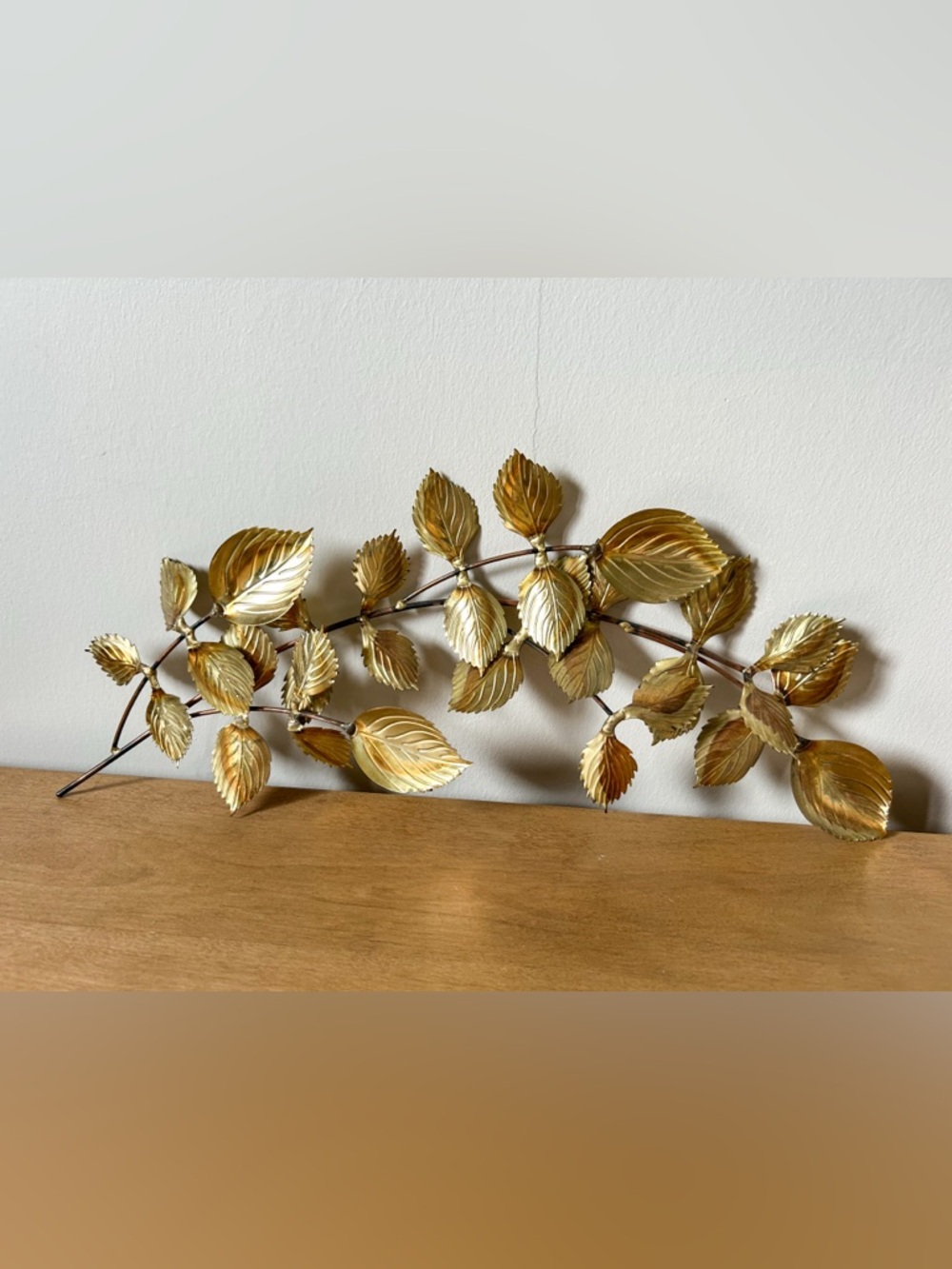 Vintage Mid Century Modern Brass Leaves Wall Decor